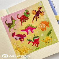 Image 1 of Juicy Dinosaurs sticker sheet