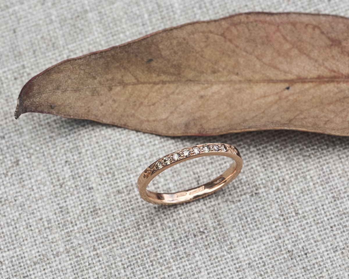 Image of 18ct rose gold Champagne diamond semi eternity ring