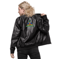 Image 1 of Haitian Crest Elite Leather Bomber Jacket [Dèyè Lakay]