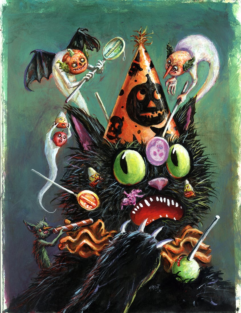 Image of "At The Halloween Party" Original Painting