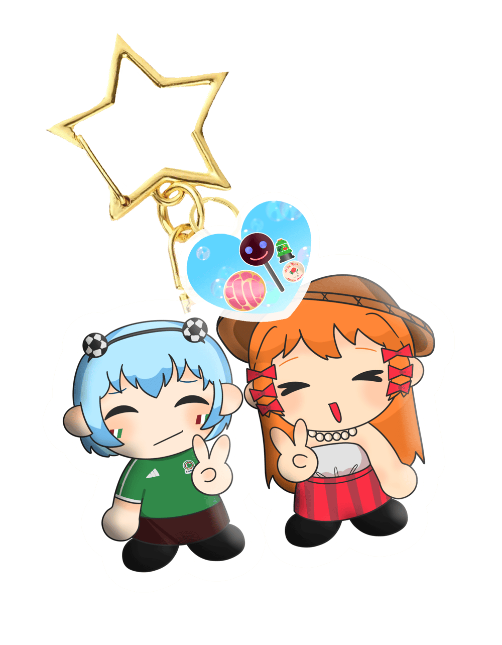 Image of Asuka and Rei in Mexico Keychain