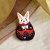 Gothic Bunny Clay Pin