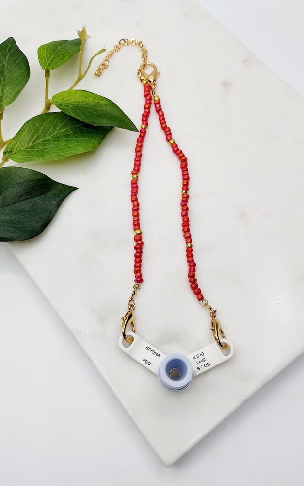 Image of Trach Ties, Beaded Trach Ties , Adjustable, Trach Chain, Beaded, Trach Collar Tube Holder -0522d8fe