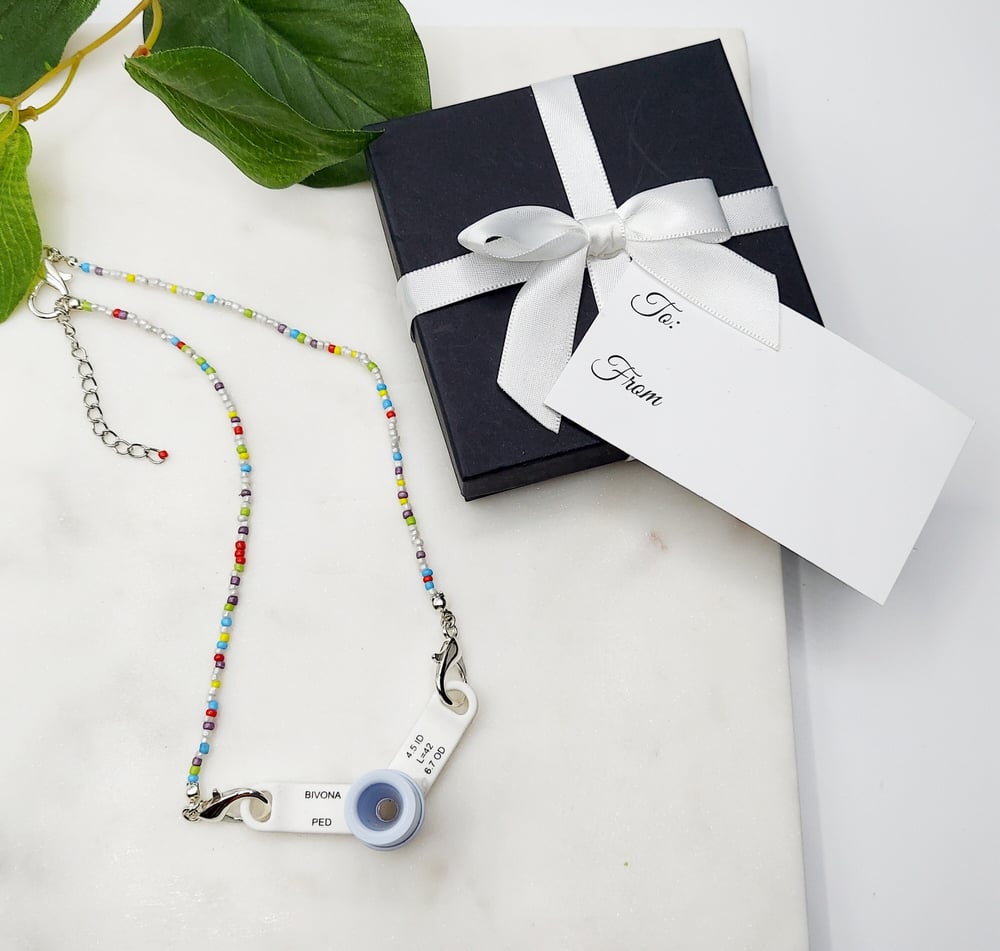 Image of Trach Ties, Beaded Trach Ties , Adjustable, Trach Chain, Beaded, Trach Collar Tube Holder ...  (R...