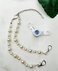 Image 3 of Beaded Trach Tie, Adjustable Trach Tie, Trach Collar Tube Holder   (White Pearls)