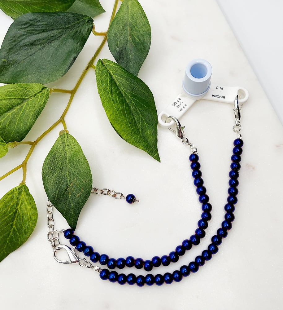 Image of Trach Ties, Beaded Trach Ties , Adjustable, Trach Chain, Beaded, Trach Collar Tube Holder ...  (S...