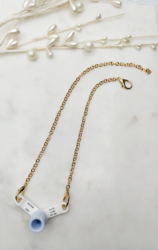 Image of Trach Ties, Beaded Trach Ties , Adjustable, Trach Chain, Beaded, Trach Collar Tube Holder, Men or...