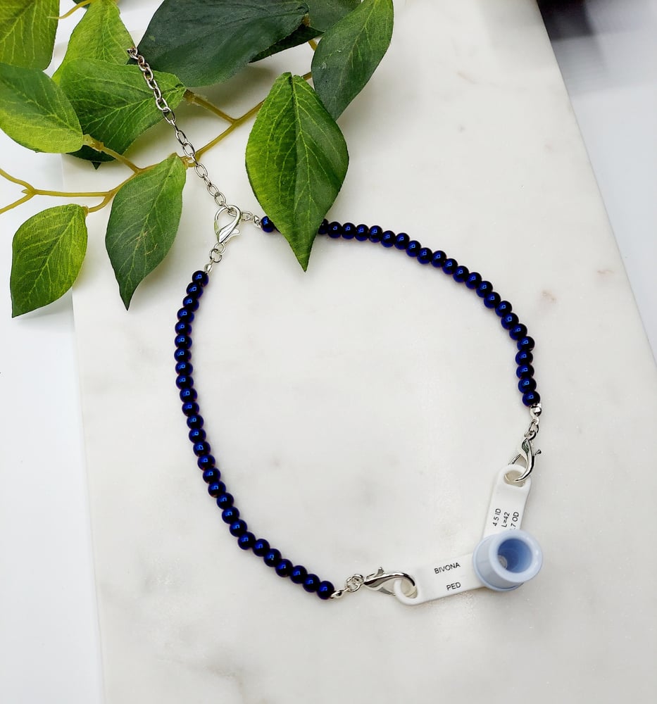 Image of Trach Ties, Beaded Trach Ties , Adjustable, Trach Chain, Beaded, Trach Collar Tube Holder ...  (S...