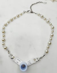 Image 5 of Beaded Trach Tie, Adjustable Trach Tie, Trach Collar Tube Holder   (White Pearls)