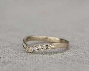 Image of 18ct Yellow gold white diamond set wishbone semi-eternity ring