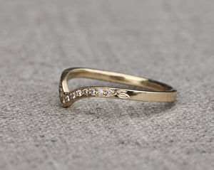 Image of 18ct Yellow gold white diamond semi-eternity wishbone ring