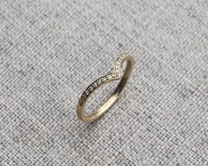 Image of 18ct Yellow gold white diamond semi-eternity wishbone ring