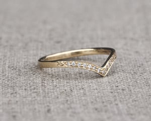 Image of 18ct Yellow gold white diamond semi-eternity wishbone ring