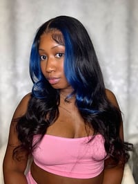 Image 2 of Blue Skunk Stripe Lave Frontal Wig 