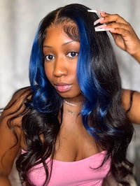 Image 3 of Blue Skunk Stripe Lave Frontal Wig 