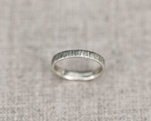 Image of 9ct White gold 3mm horn texture ring