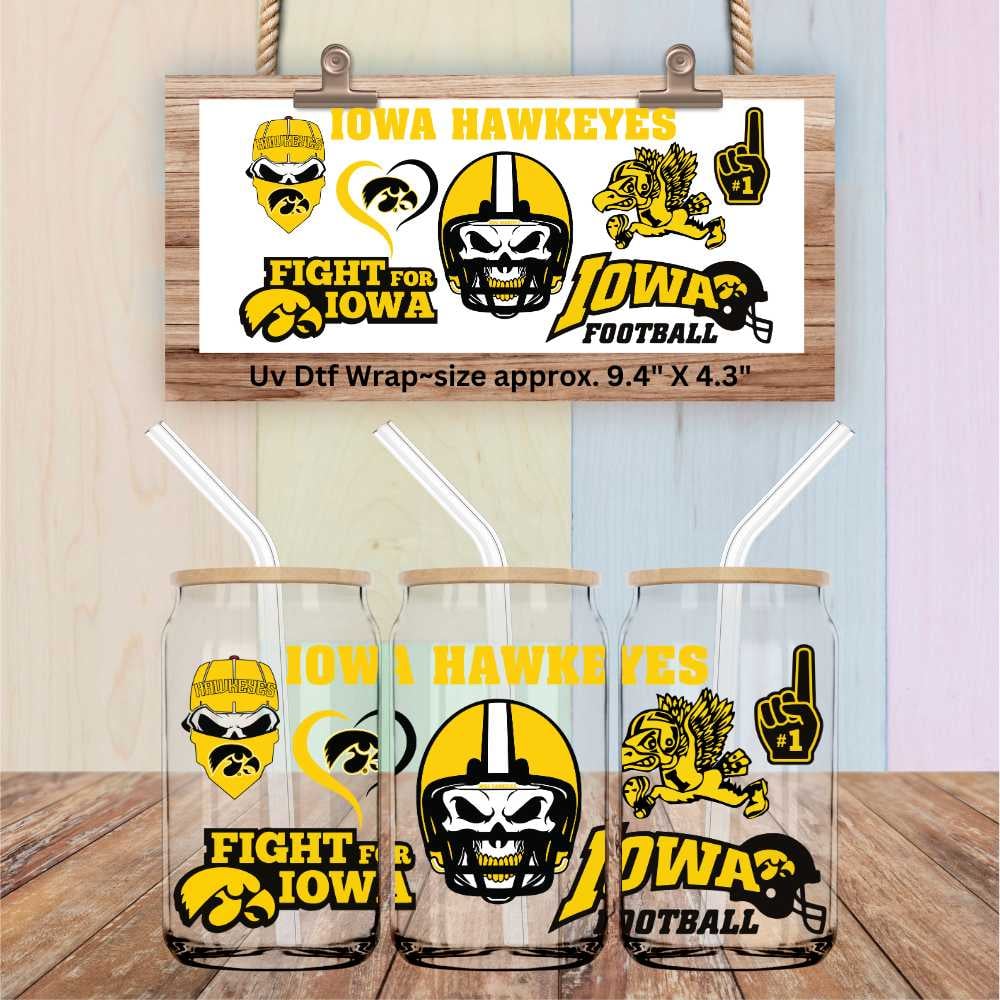 Image of Iowa Hawkeyes Football Uv Dtf Wrap Football  FB 67