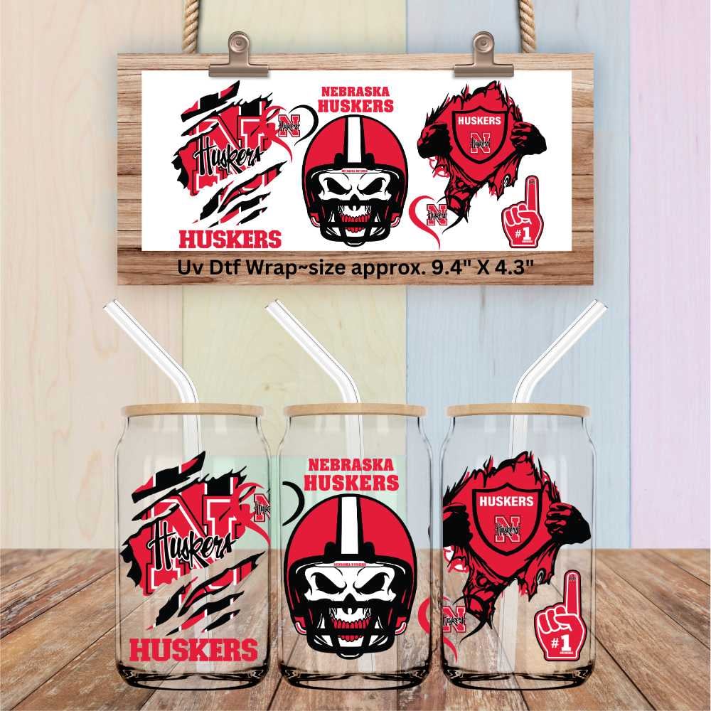 Image of Nebraska Huskers Football Uv Dtf Wrap Double Sided FB 65