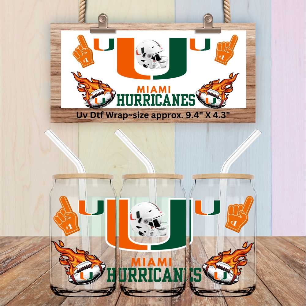 Image of Miami Hurricanes Football Uv Dtf Wrap Double Sided FB64