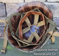 Image 18 of M2 D-bale 101st Airborne 506th 3rd Bn. PIR Helmet Front Seam Westingh Paratrooper Liner. 