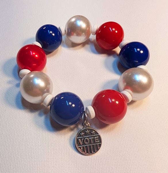 Image of FUNDRAISER ~ Red, White & Blue, Big Baubble Stretchy VOTE Bracelet #1