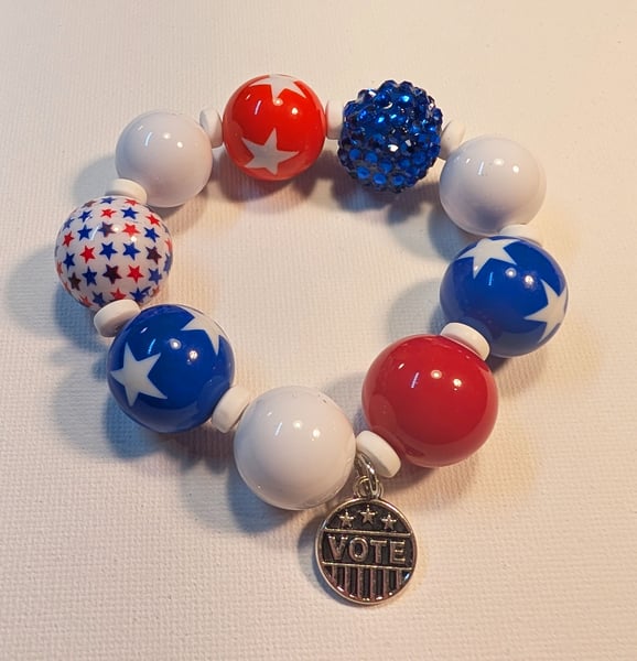 Image of FUNDRAISER ~ Red, White & Blue, Big Baubble Stretchy VOTE Bracelet #6