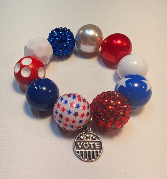 Image of FUNDRAISER ~ Red, White & Blue, Big Baubble Stretchy VOTE Bracelet #7