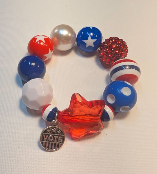 Image of FUNDRAISER ~ Red, White & Blue, Big Baubble Stretchy VOTE Bracelet #8