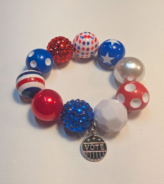 Image of FUNDRAISER ~ Red, White & Blue, Big Baubble Stretchy VOTE Bracelet #9