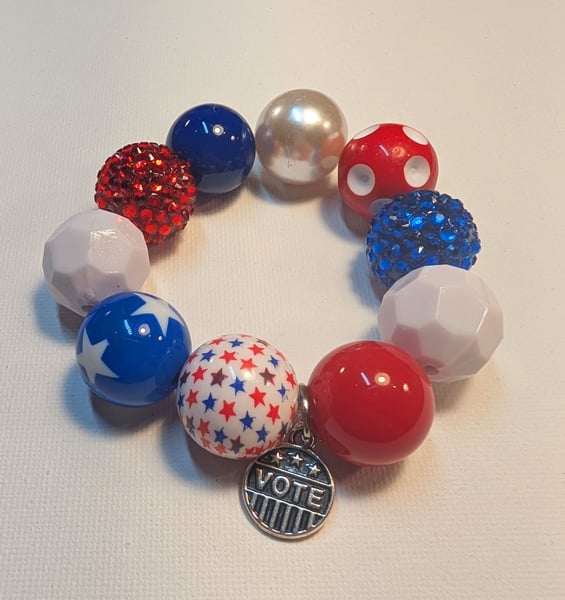 Image of FUNDRAISER ~ Red, White & Blue, Big Baubble Stretchy VOTE Bracelet #10