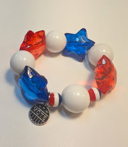 Image of FUNDRAISER ~ Red, White & Blue, Big Baubble Stretchy VOTE Bracelet #11