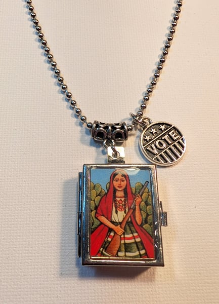 Image of FUNDRAISER ~ LUCHA ~ Votar o Morir ~ FIGHT ~ Vote Or Die ~ Locket Necklace