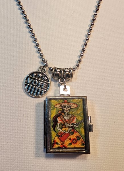 Image of FUNDRAISER ~ LUCHA ~ Votar o Morir ~ FIGHT ~ Vote Or Die ~ Locket Necklace #2