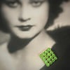 Art deco green Czech glass gem brooch