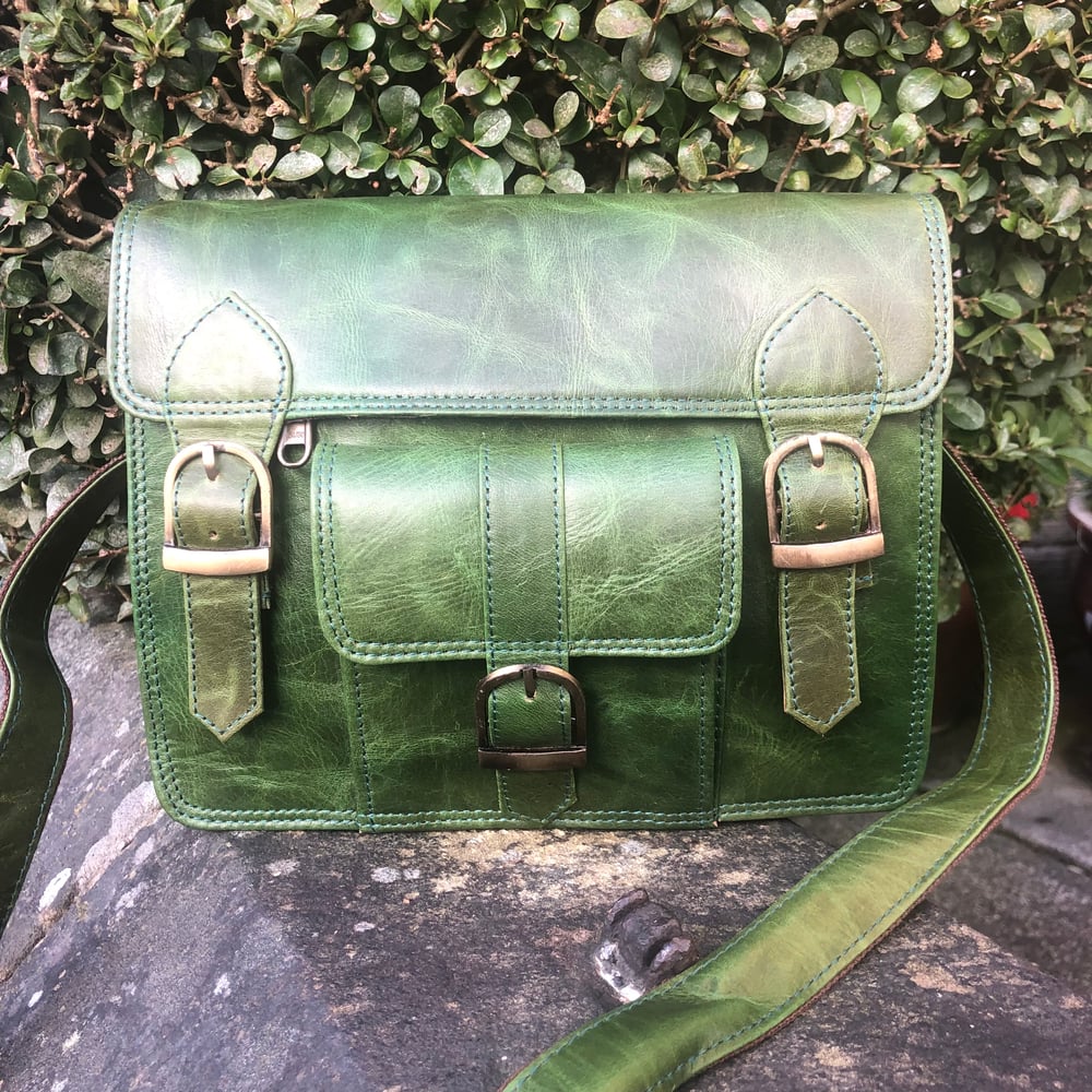 Image of Harlequin Collection - Baby Green Satchel #15AB