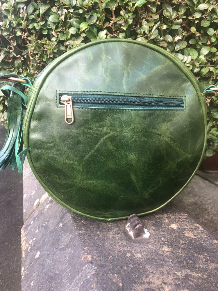 Image of Harlequin Collection - Round Green Buffalo Bag #15AB2