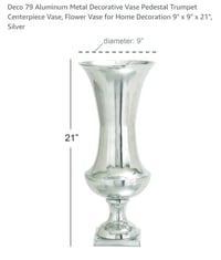 Silver aluminum vase 21 inch Tall 