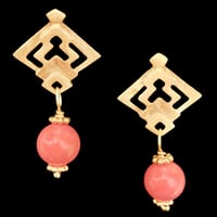 Image 2 of AZTECAH Earring Petite with Coral Bead