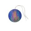 Wood slice northern lights painting 