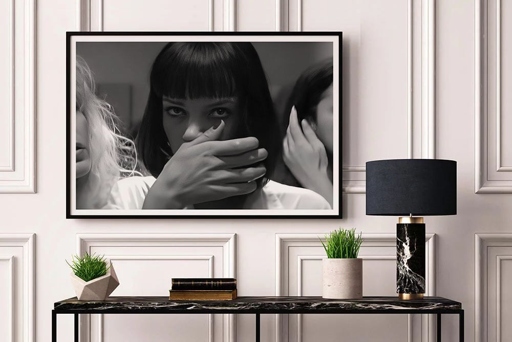 Pulp Fiction Movie Poster Print - Mia Wallace Toilet Scene, Funny Bathroom Wall Art