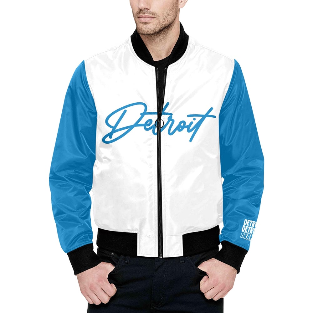 Image of White/Blue Bomber Jacket