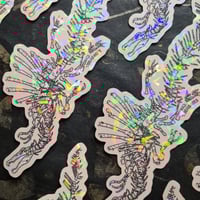 Image 2 of Spinosaurus Fossilized Skeleton Clear Holographic Die-Cut Vinyl Sticker - Transparent Sun Catcher!