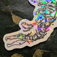 Image 4 of Spinosaurus Fossilized Skeleton Clear Holographic Die-Cut Vinyl Sticker - Transparent Sun Catcher!