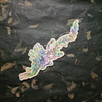 Image 5 of Spinosaurus Fossilized Skeleton Clear Holographic Die-Cut Vinyl Sticker - Transparent Sun Catcher!