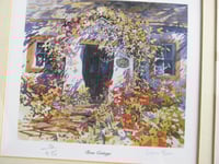 Image 2 of Rose Cottage by Simon Bull, Vintage Small Art Print, Limited Edition Signed Numbered, Framed 