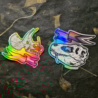 Image 1 of Holographic Pride Stickers - Tyrannosaurus & Triceratops - High Quality Die-cut Vinyl