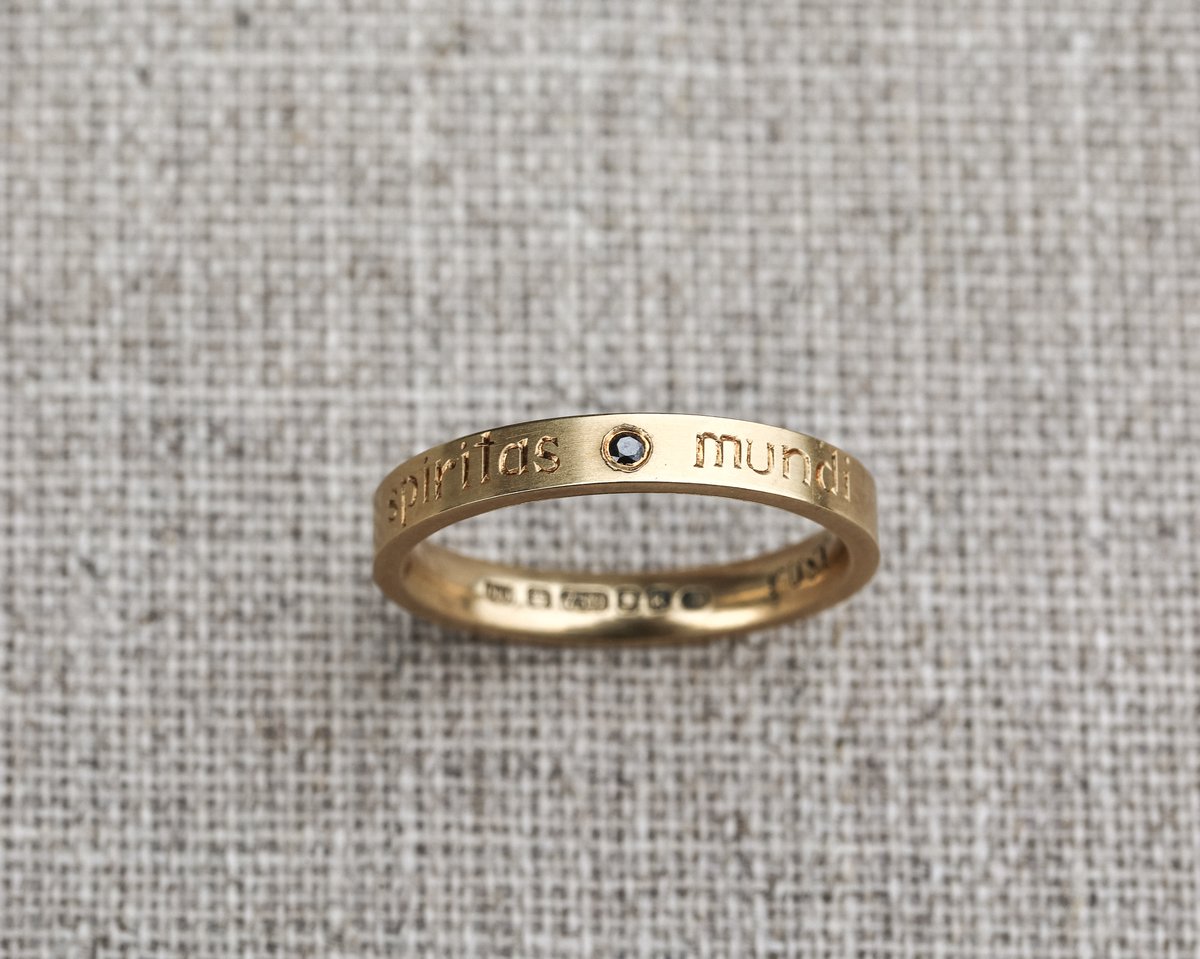 Image of 18ct Yellow gold 3mm, Latin engraved ring