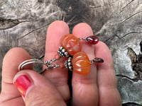 Image 18 of Puff pumpkin earrings. Carnelian, Garnet, sterling silver. n66