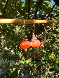 Image 2 of Puff pumpkin earrings. Carnelian, Garnet, sterling silver. n66