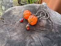 Image 10 of Puff pumpkin earrings. Carnelian, Garnet, sterling silver. n66